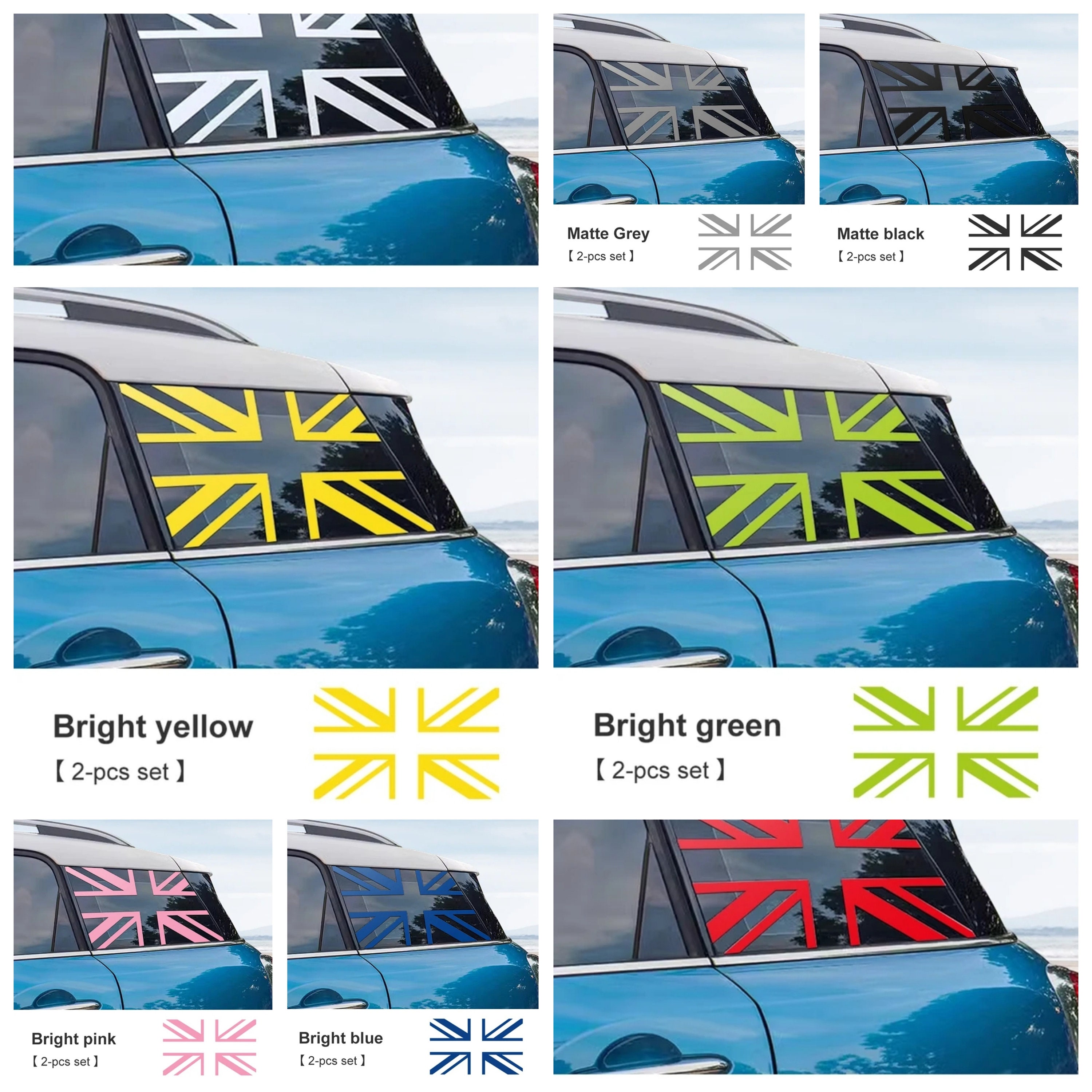 Decal Sets for MINI Cooper F56 2014 to 2024 Checkered Flag Side Stripes  Matte Black