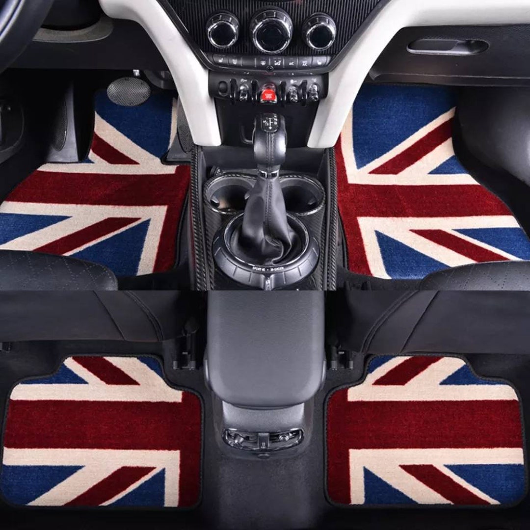 Custom Carpet Car Floor Mats Front & Rear Set Union Jack for Mini Cooper  07-23 R55 R56 R57 R60 R61 F54 F55 F56 F57 F60 Clubman Countryman 