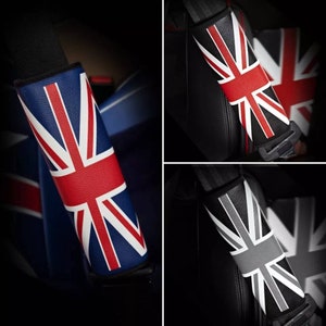 PU Leather Seat Belt Cover Cushion Pillow Pad Union Jack for Mini Cooper R50 R55 R56 F54 F55 F56 F60 Countryman Clubman Cooper S Accessories