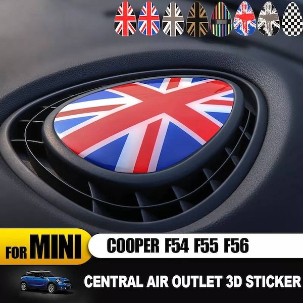 Center Air Outlet Sticker Decal Crystal Epoxy for Mini Cooper Accessory F54 F55 F56 Clubman Union Jack Accessories Interior Car