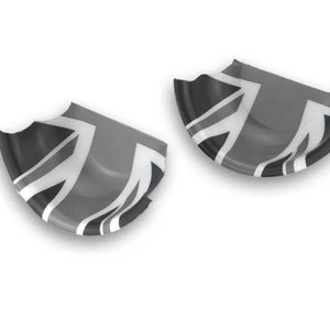 May include: Two grey and black car door handle covers with a Union Jack design.