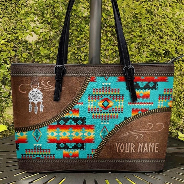 Personalized Native American Leather Bag, Crossbody Bag, Leather Bag, Leather Tote Bag, Shopping Bag, Shoulder Bag TD_MT250201M