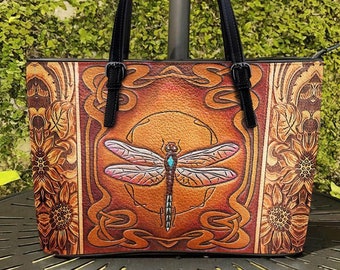 Dragonfly  Leather Bag, Crossbody Bag, Leather Bag, Leather Tote Bag, Shopping Bag, Shoulder Bag TD_MT240207D