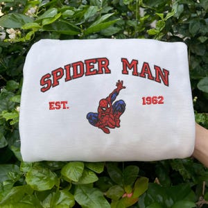 Superhero Spiderman Embroidered Sweatshirts, Cartoon Embroidered, Trending Crewneck, Spiderman shirt, Birthday Gift, Marvel Fan Shirt EH219
