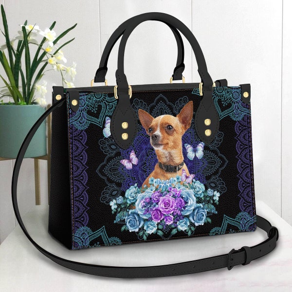 Chala Chihuahua Mom Cellphone Crossbody Bag - Burgundy Convertible Handbag, 5" X 7.5" - View #3