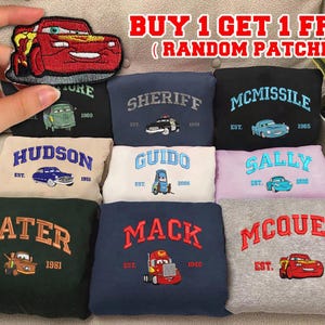 Cars McQueen & Friends Embroidered Youth Sweatshirt, Cartoon Cars Character Movie, Family Trip Shirt, Gift For Friends