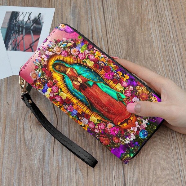 Our Lady Of Guadalupe l Leather Wallet, Wallet, Zipper wallet, Pocket wallet, Long Wallet, Women's Wallet  TD_TM140603Y