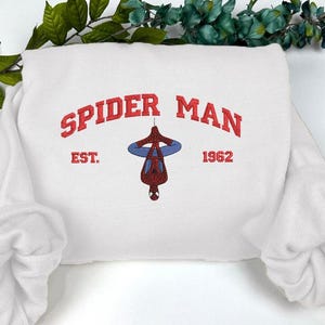 Superhero Spiderman Embroidered Sweatshirts, Cartoon Embroidered, Trending Crewneck, Spiderman shirt, Birthday Gift, Marvel Fan Shirt ECL134