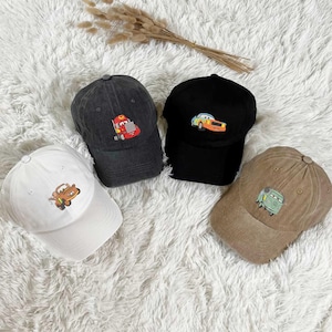 McQueen and Friends Embroidered Hat, Cartoon Cars Hat, Cars Character Movie, Trending Crewneck, Gift For Friends, Family Trip Hat EHH001-014