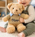 Personalized Embroidered Teddy Bear Plush with Name, Custom Baby Name Bear, Baby Shower Gift, Newborn Keepsake, Birthday Gift