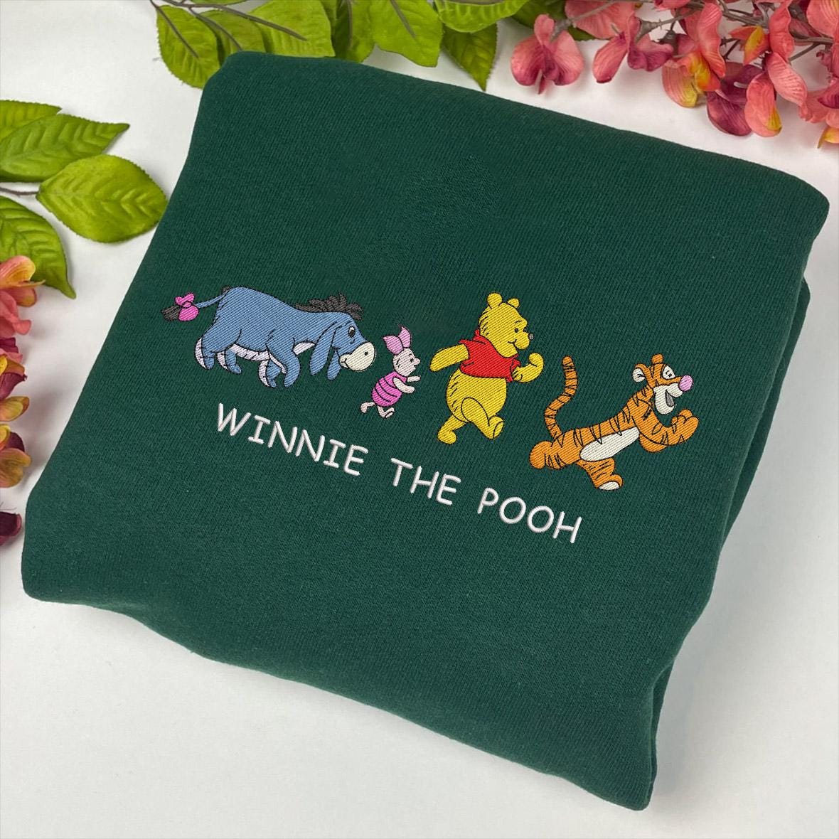 Embroidery Winnie The Pooh Character Shirt, Pooh Autumn Hoodie, Pooh and Friends Shirt, Cartoon Fall Shirt, Gift For Friends ESH581.DT