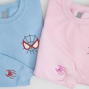 Spider Couple Embroidered Sweatshirt, Cartoon Shirt, Valentine Couple Hoodie, Spiderman Spider Women, Gift For Him EH477-478.L.H