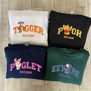 Sudadera bordada de Winnie the Pooh y sus amigos, Tigger, Piglet, Ígor, camiseta de dibujos animados, regalo para amigos, regalo de Halloween ESH747-750