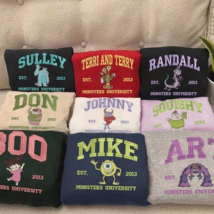Monsters Inc Character Embroidered Sweatshirt, Monsters University Shirt, Cartoon Monsters Matching, Halloween Gift For Friends