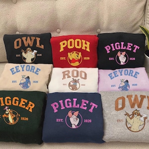 Embroidery Pooh and Friends Sweatshirt, Winnie-the-Pooh, Tigger, Piglet, Eeyore, Cartoon Shirt,Gift For Friends,Halloween Gift EH364-ESH122