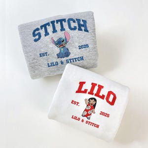 Embroidered Lilo and Stitch Sweatshirt, Cartoon Hoodie, Friends Shirt, Stitch 2025 Movie Tee, Summer Trip Shirt Birthday Gifts ESH4460-4461