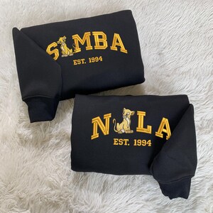 Embroidery Simba Nala Matching Shirts, Lion King Couples Shirts, Couple Shirt, Matching Valentines Shirts, Honeymoon Shirts EH472-473