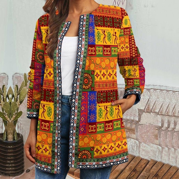 African Ethnic Plus Size Jacket, Coat, Long Sleeves Jacket, Women Coat, Women Clothing, Gift for women, Women Jacket TD_HN1107004