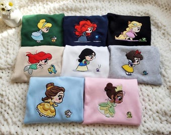 Cute Princess Embroidered T-shirt, Disney Cartoon T-Shirt, 90s Vintage Princess Girl Movie Tee, Family Trip Shirt, Birthday Gift For Girl