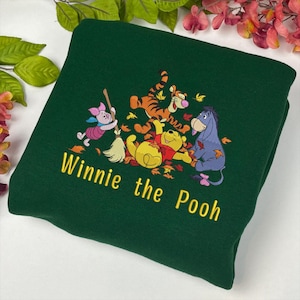 Embroidery Winnie The Pooh Character Shirt, Pooh Autumn Hoodie, Pooh and Friends Shirt, Cartoon Fall Shirt, Gift For Halloween Day ESH957