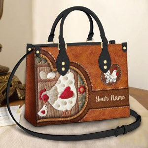 Personalized Chicken Leather Bag, Crossbody Bag, Woman Shoulder Bag, Gift for girlfriend, Shopping Bag TD_TL140503Y