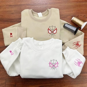 Spider Couple Embroidered Sweatshirt, Cartoon Shirt, Valentine Couple Hoodie, Spiderman Spider Women EH518-519.L.2H.C