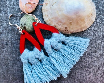 Macrame Wooden Earrings. Handmade Jewellery.