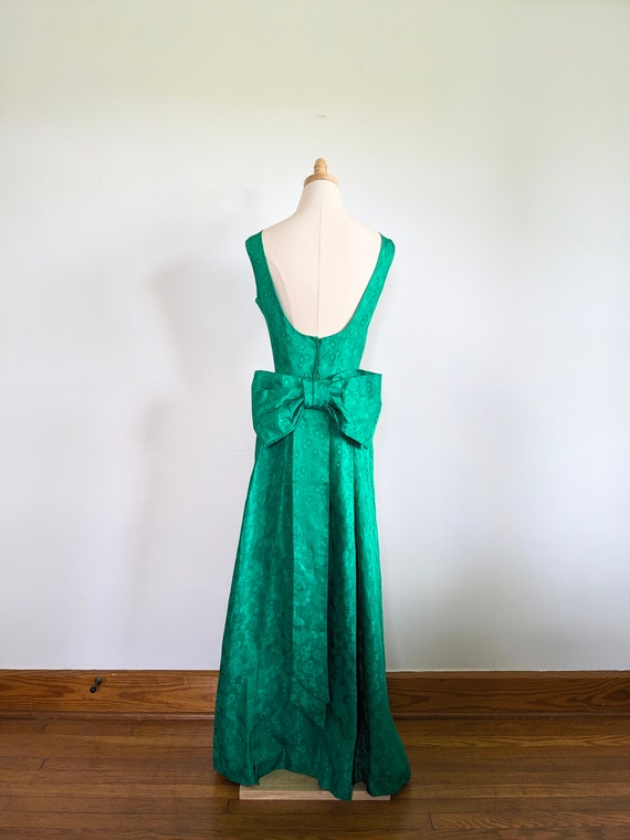 Vintage 60s emerald green dress with large bow, 1… - image 4