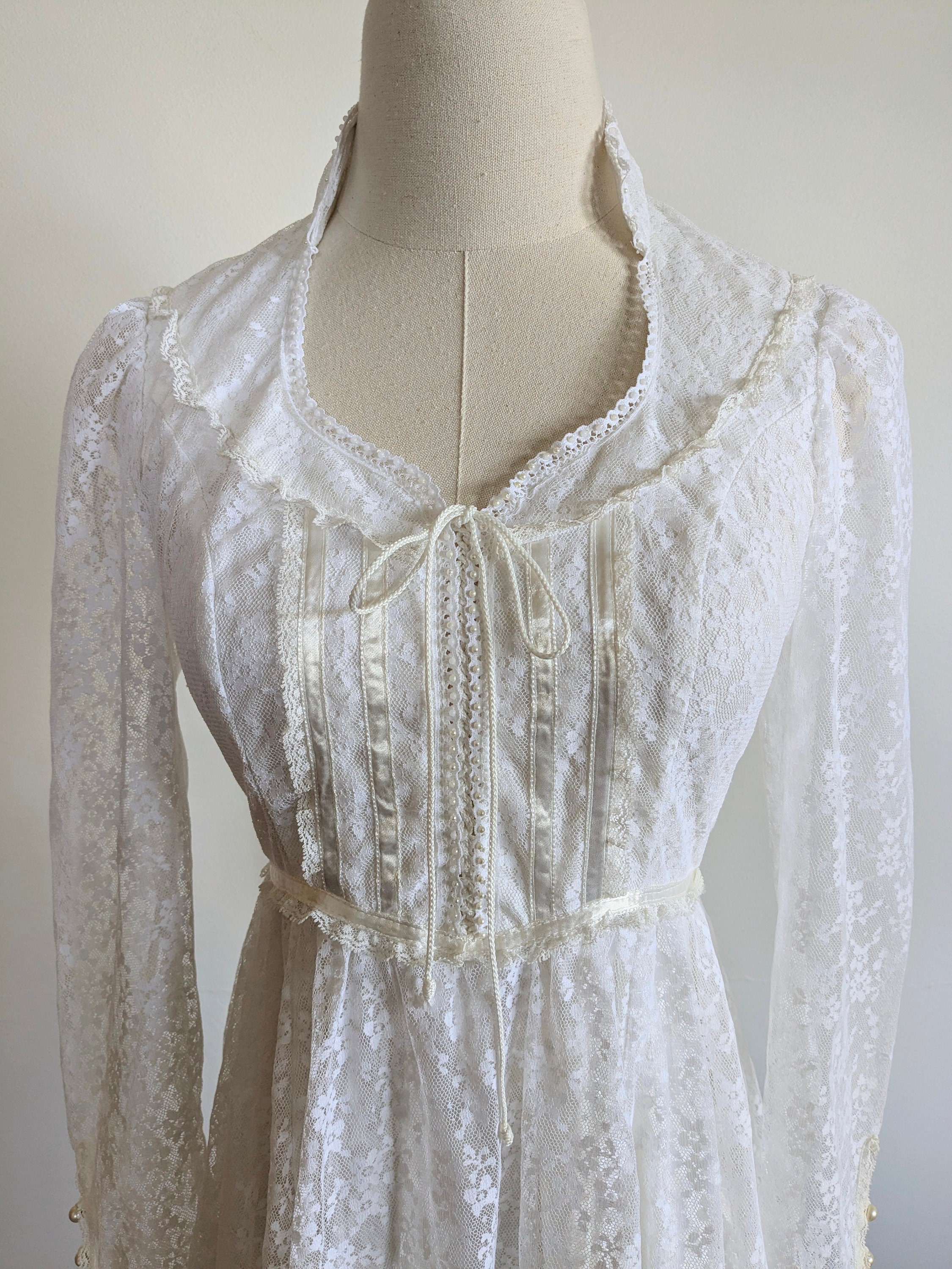70s Gunne Sax Lace Wedding Dress, Vintage Bridal Gown, Size 0/2 - Etsy