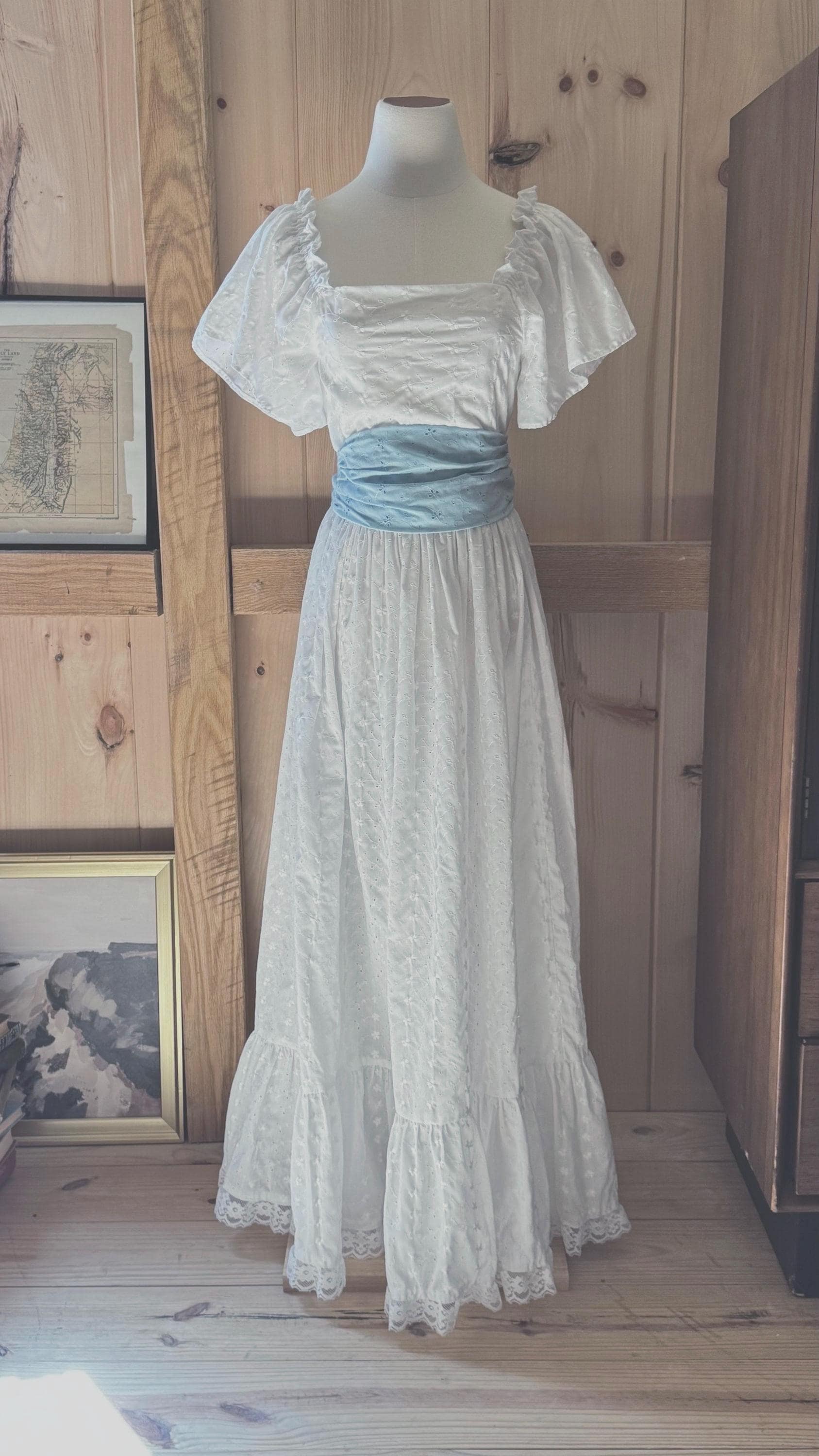blue dress pink flowers Emmaretta Cotton Midi Dress by DÔEN main image 0