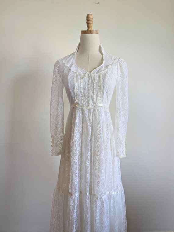 70s Gunne Sax Lace Wedding Dress, Vintage Bridal Gown… - Gem
