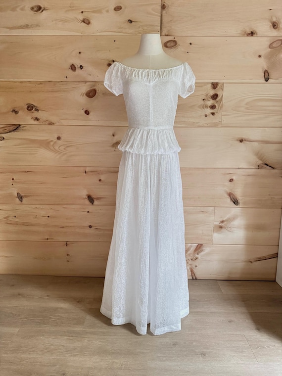 1930s sheer flocked peplum waist dress