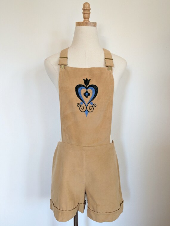 70s embroidered overalls, bibs shorts by Erika El… - image 9