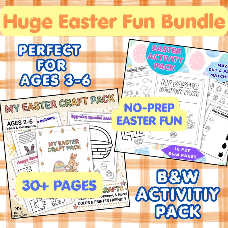 Easter Activity Pack + Craft Pack Bundle for Kids Ages 3–6 Color ...