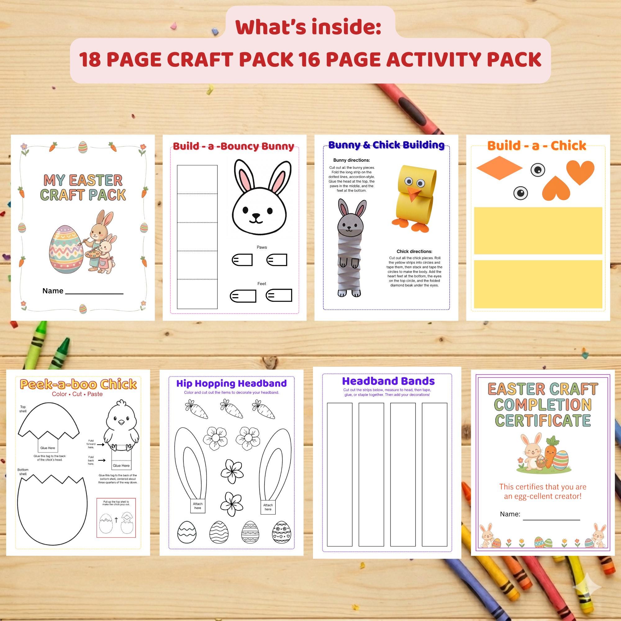 Easter Activity Pack + Craft Pack Bundle for Kids Ages 3–6 Color ...