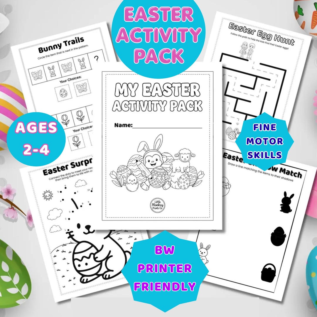 Printable Easter Activity Pack for Toddlers Ages 2-4 B&W Early Learning ...