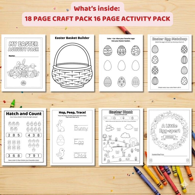 Easter Activity Pack + Craft Pack Bundle for Kids Ages 3–6 Color ...