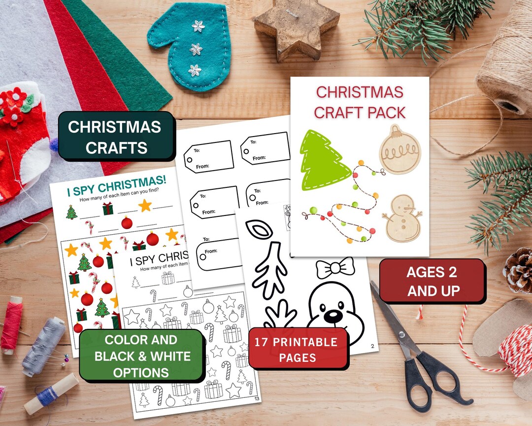 Christmas Craft Activity Pack for Toddlers & Preschoolers Ages 2-6 Cut ...