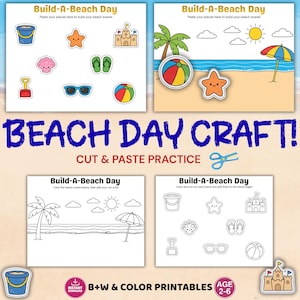 Build-A-Beach Day Cut and Paste Craft – Toddler Summer Activity (Digital Download)
