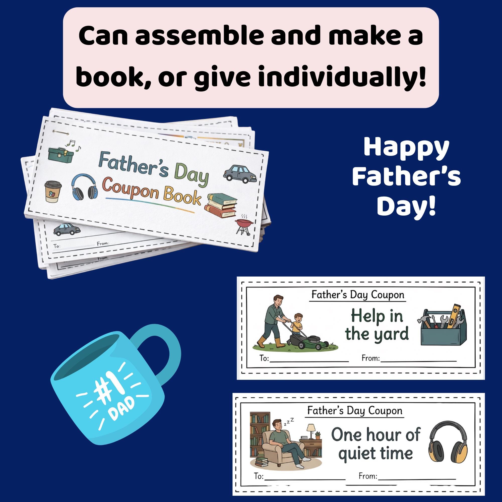 Printable Father’s Day Coupon Book for Kids, Print and Go Gift for Dad ...