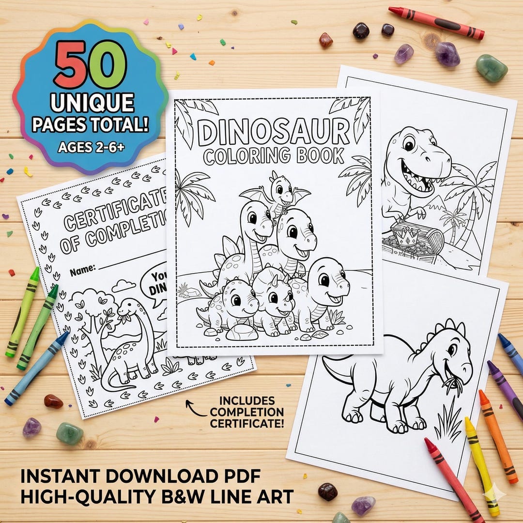 Dinosaur Activity Pack for Toddlers and Preschool Ages 2–6 B&W ...