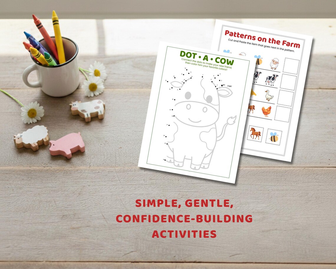 Farm Activity Pack for Preschool & Kindergarten Ages 3-6 Vibrant Color ...