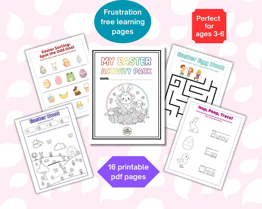 Easter Activity Pack for Preschool and Kindergarten Ages 3-6 Colorful ...