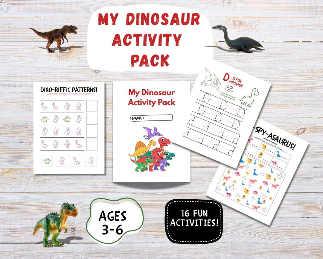 Dinosaur Activity Pack for Kids (ages 3–6) – 16 Printable Preschool ...