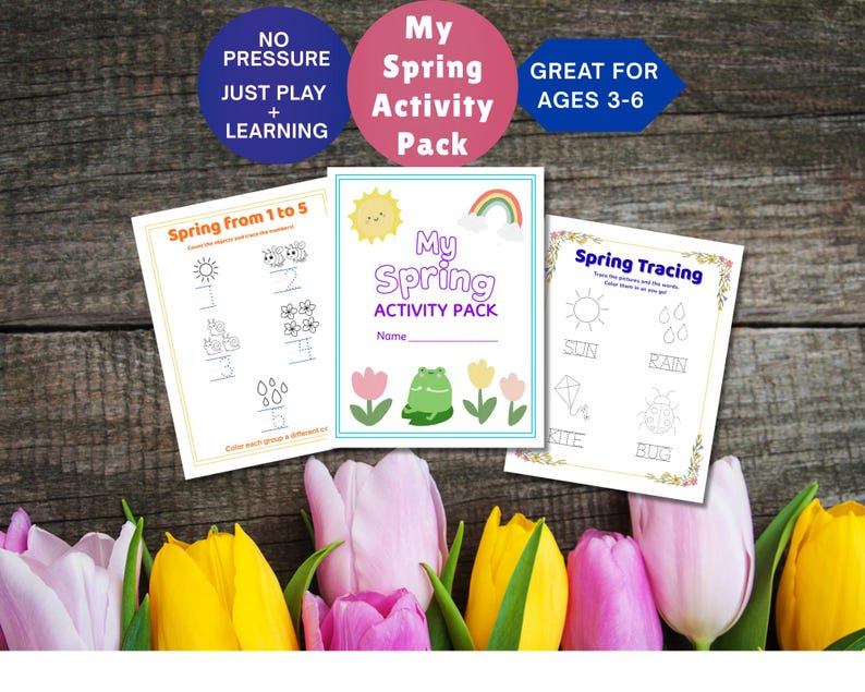 Spring Activity Pack for Preschool & Kindergarten Ages 3-6 Colorful ...