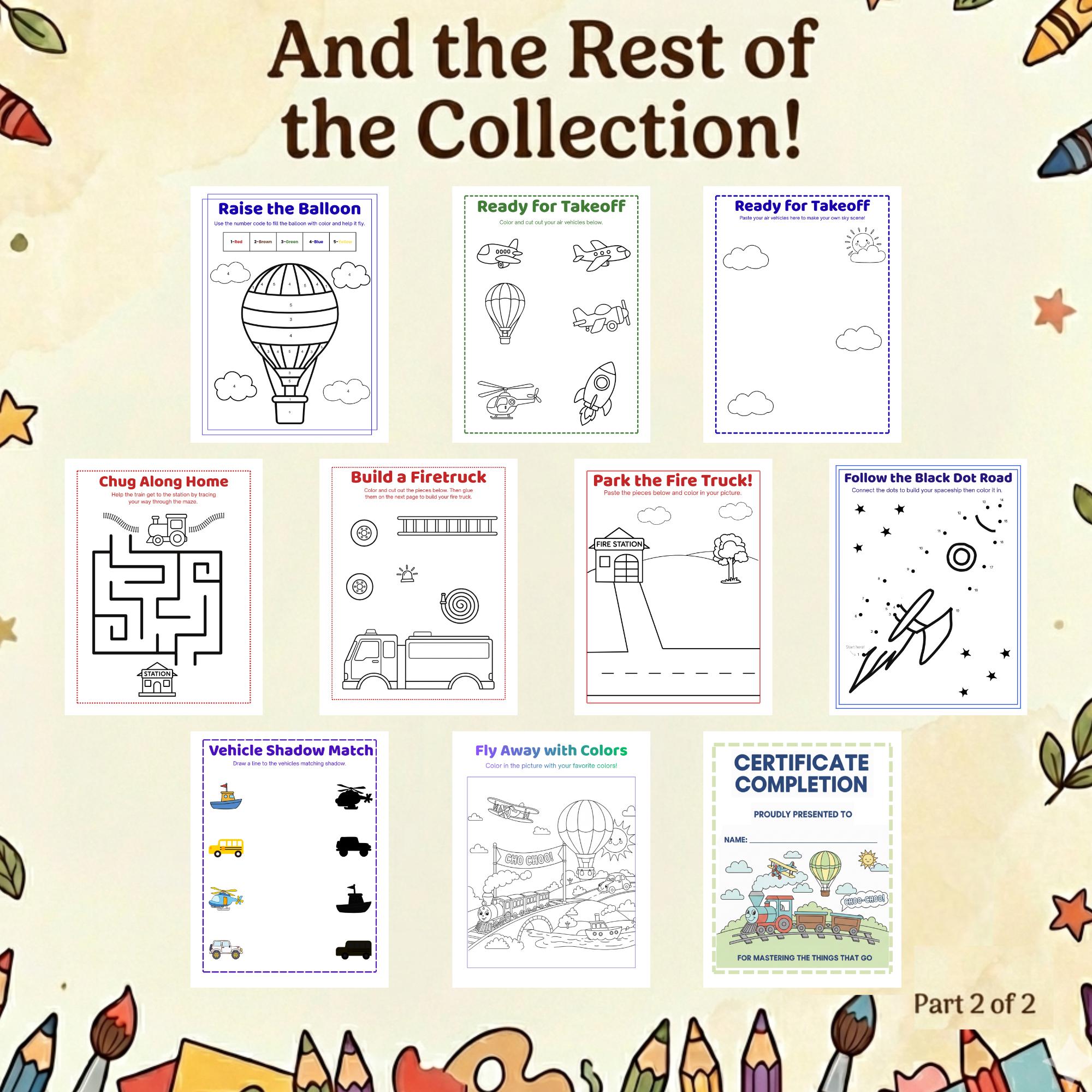 Things That Go Activity Pack for Preschool and Kindergarten Ages 3-6 ...