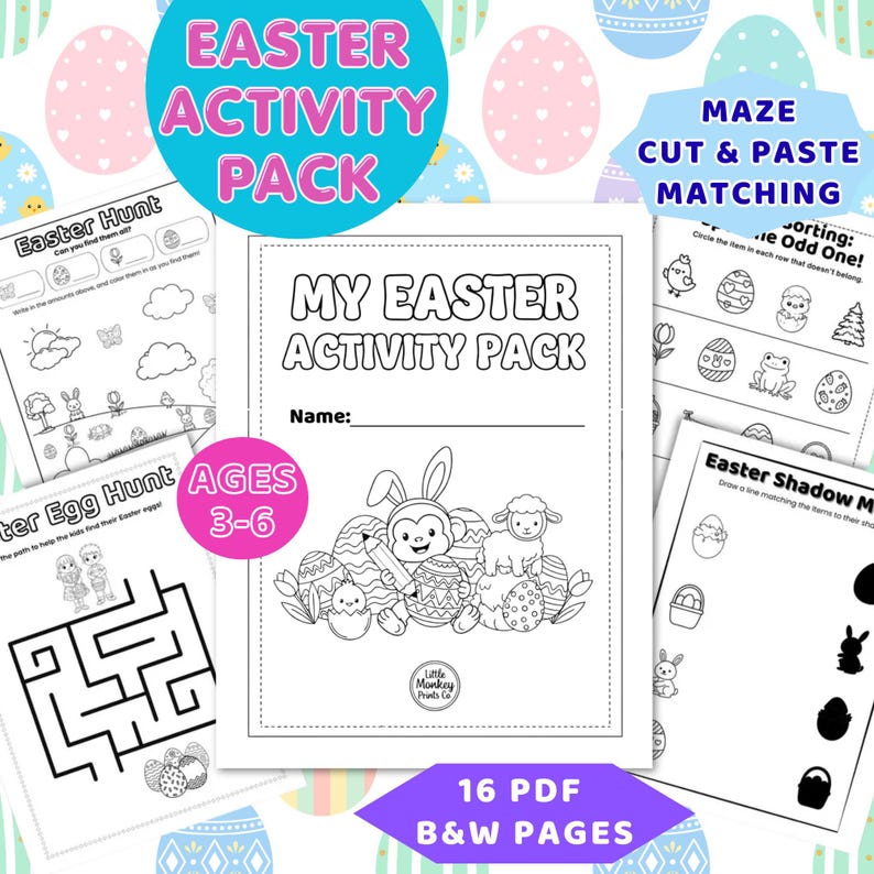 Easter Activity Pack + Craft Pack Bundle for Kids Ages 3–6 Color ...
