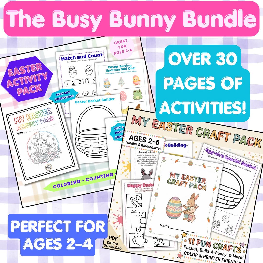 Easter Activity Pack + Craft Pack Bundle for Toddlers Ages 2–6 ...