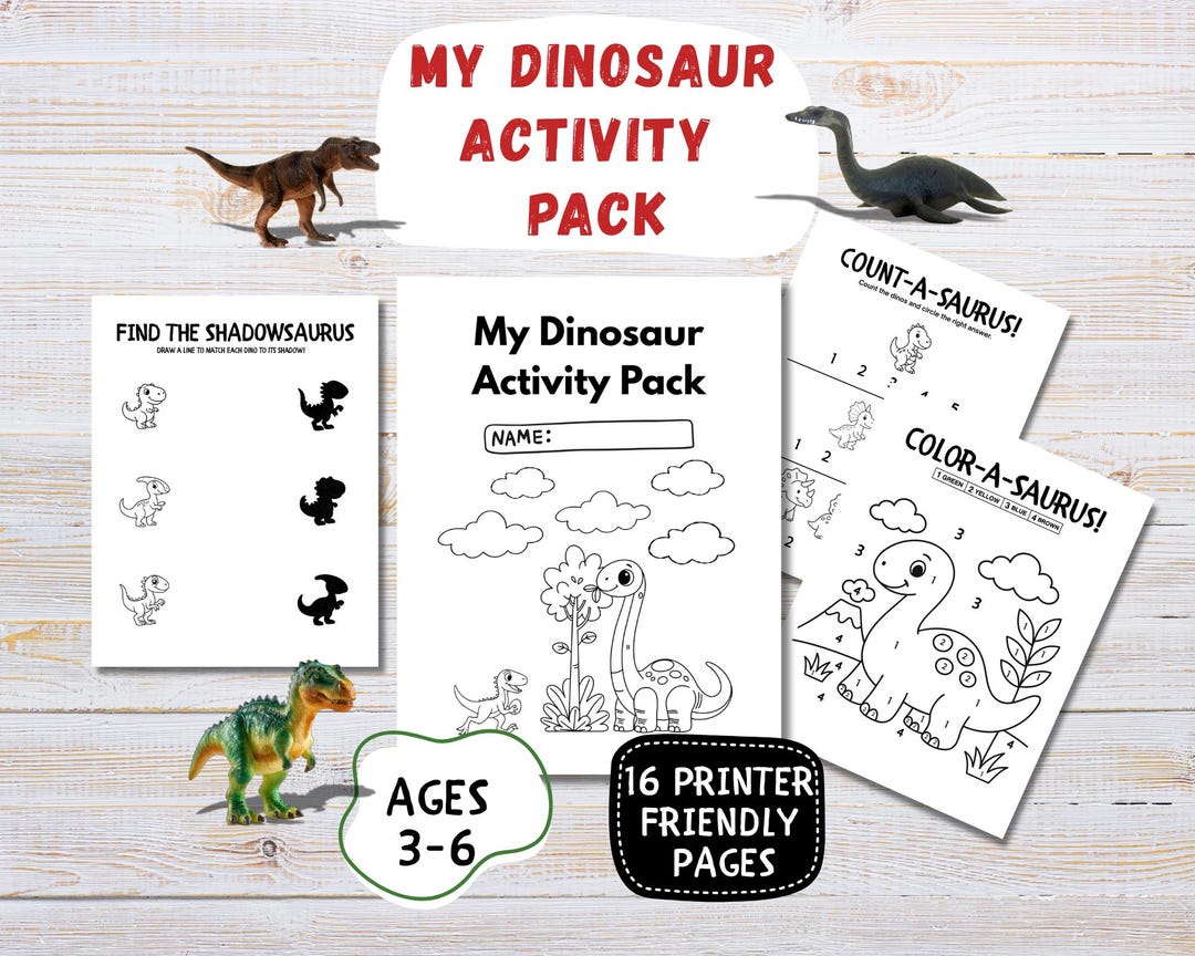 Dinosaur Activity Pack for Kids (ages 2–4) – 16 Printable Preschool ...