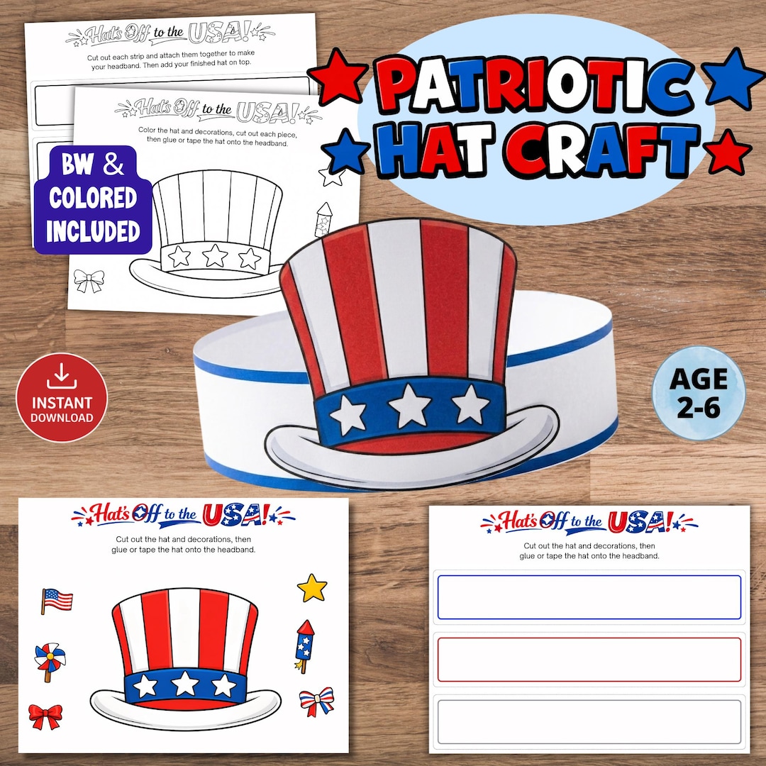 Printable Uncle Sam Hat Craft for Kids, Fun Patriotic Toddler Activity ...